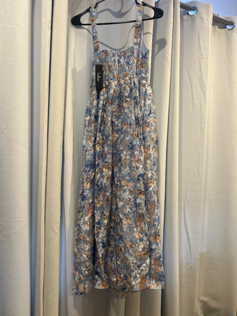 Lulus Colwyn Light Blue Floral Jacquard Bustier Midi Dress - Size S - Picture 3 of 3